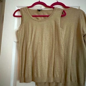 Size small metallic gold cardigan and sweater set Talbots